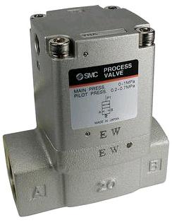 SMC Pneumatics 2-Port Air Operated Valve for Air/Air-Hydro; Body Ported; NC; 1/2 NPT Port; 15mm Orifice; White vaseline lubrication